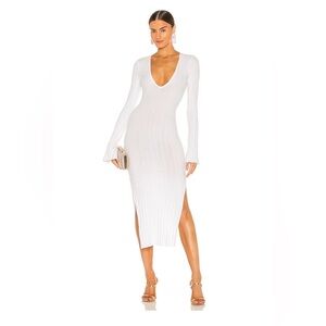 X REVOLVE Gemma Midi Dress in White Michael Costello NWT Medium